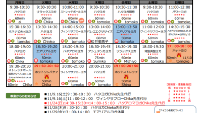 11月のスケジュールを更新しました。